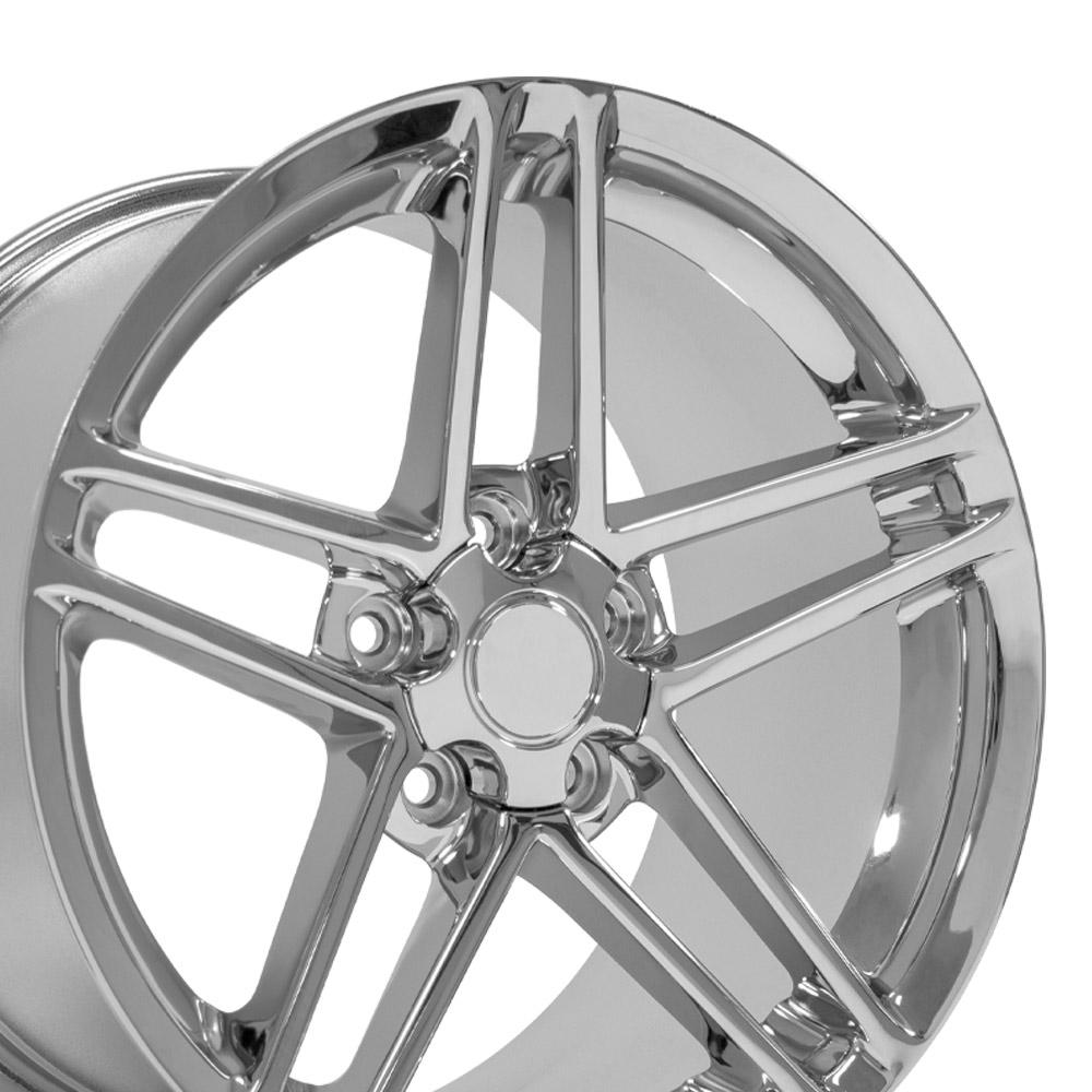 OE Wheels CV07A C6 Z06 style staggered wheel set 18x9.5 & 18x10.5 Chrome for 1988-1996 C4 Corvette