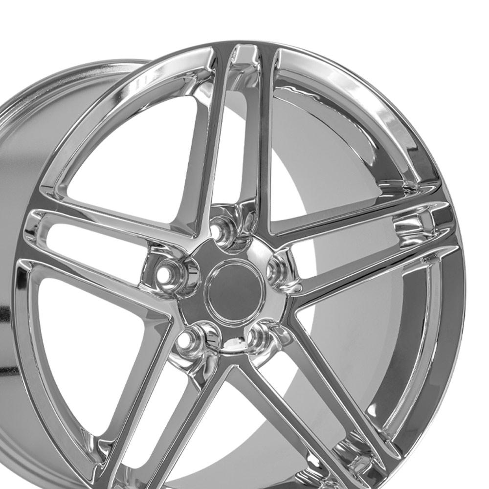 OE Wheels CV07A C6 Z06 style staggered wheel set 17x9.5 & 18x10.5 Chrome for 1997-2004 C5 Corvette