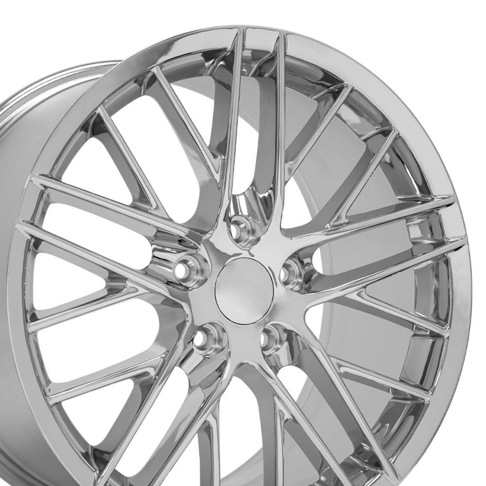 C6 ZR1 Style Corvette Staggered Replica Wheels 18x8.5 & 19x10 Chrome ...