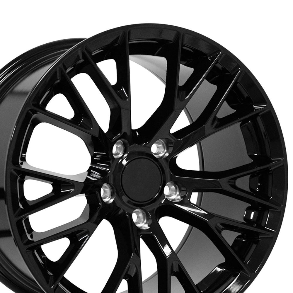 OE Wheels CV22 C7 Z06 style staggered wheel set 17x9.5 & 18x10.5 Gloss Black for 1997-2004 C5 Corvette