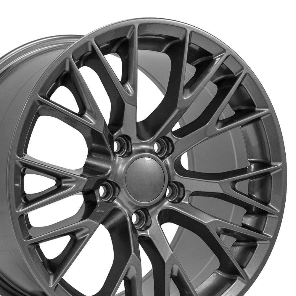 C6 2005-2013 Corvette C7 Z06 Replica Wheels 18x8.5 & 19x10 Gunmetal Staggered Set - CV22