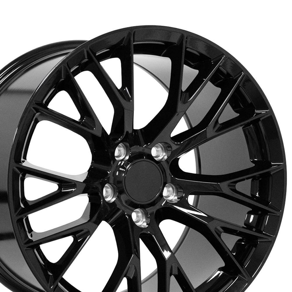 OE Wheels CV22 C7 Z06 style staggered wheel set 17x9.5 & 18x10.5 Gloss Black for 1997-2004 C5 Corvette