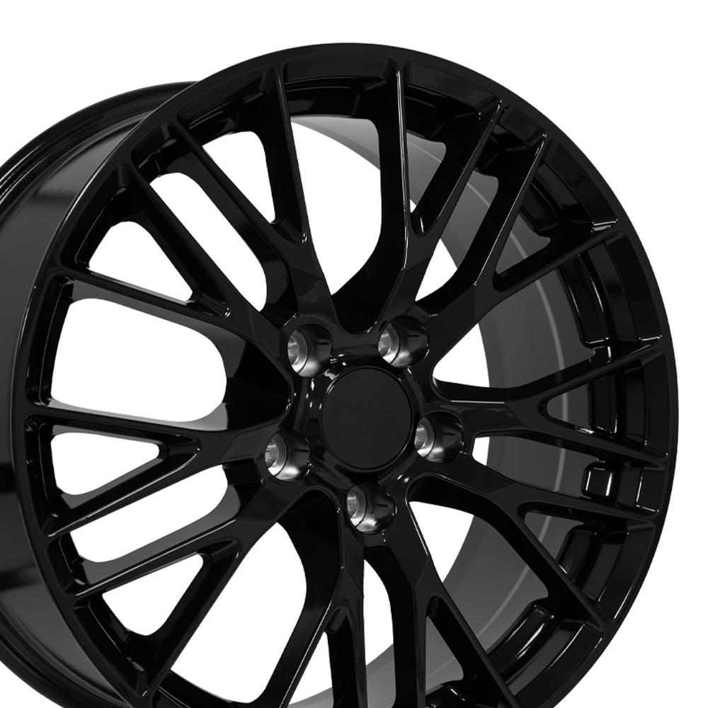 OE Wheels CV22B C7 Z06 style staggered wheel set 18x8.5 & 19x10 Gloss Black for 2005-2013 C6 Base Corvette