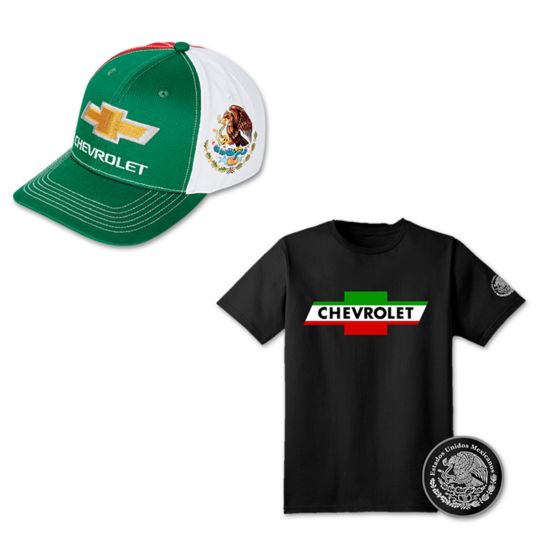 Chevrolet Bowtie Mexican Flag T-Shirt & Hat Bundle