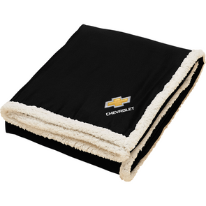 Chevrolet Gold Bowtie Black Sherpa Blanket