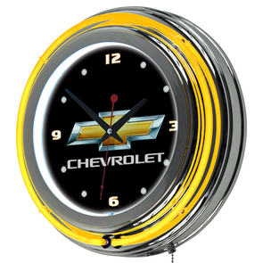 Chevrolet Gold Bowtie Neon Clock