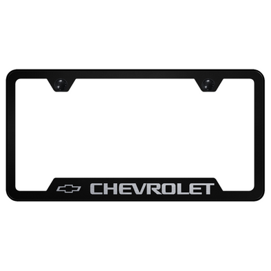 Chevrolet Notched License Plate Frame - Black Powder-Coated Stainless Steel