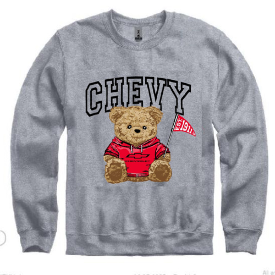 Chevy Comfort & Heritage Bundle – Corvette Generations Flannel Pants & Chevy Teddy Bear Sweatshirt