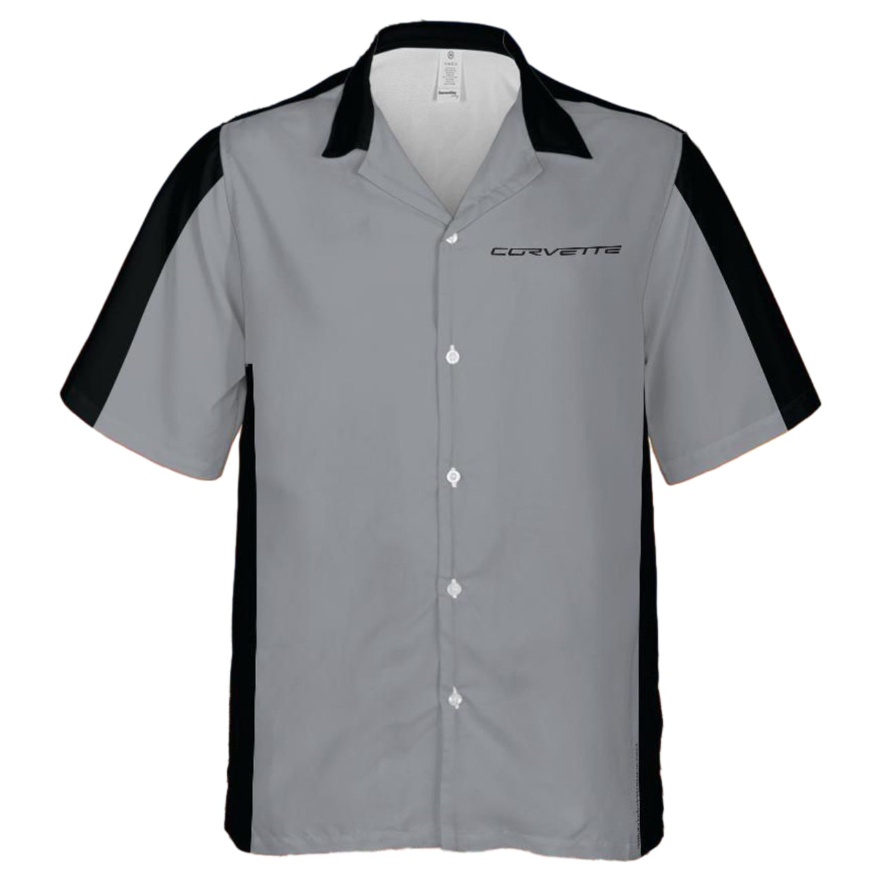 Chevrolet Corvette Hawaiian Shirt Machine Silver Metallic and Black