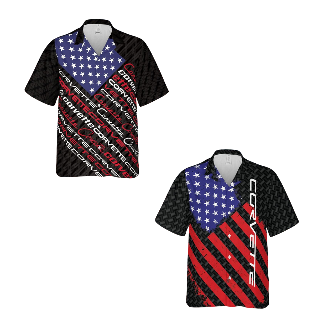 Corvette Patriot Stripes 2-Pack – Charcoal Generations & Carbon American Flag Hawaiian Shirts
