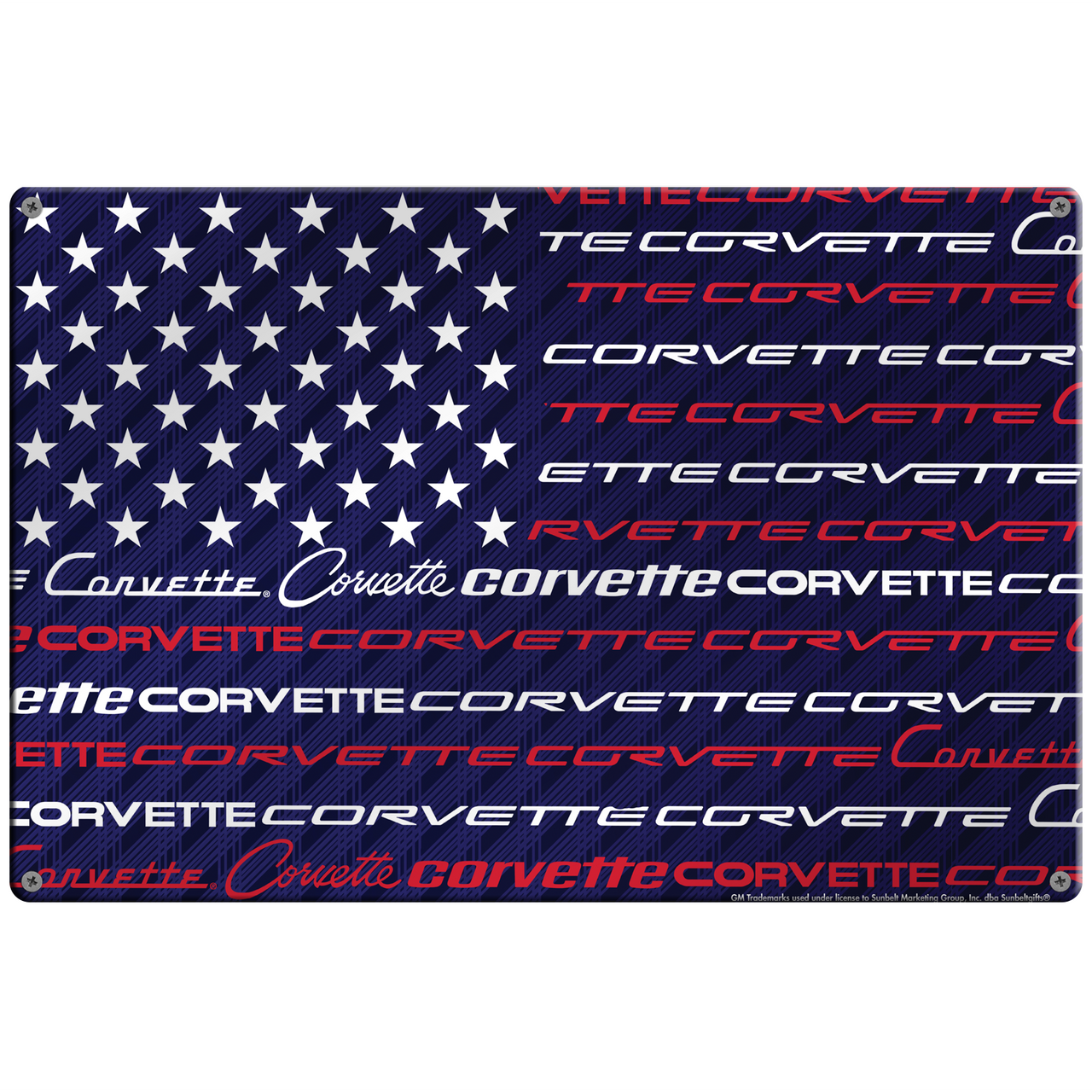 Corvette Script USA Flag Design 16"x12" Aluminum Sign