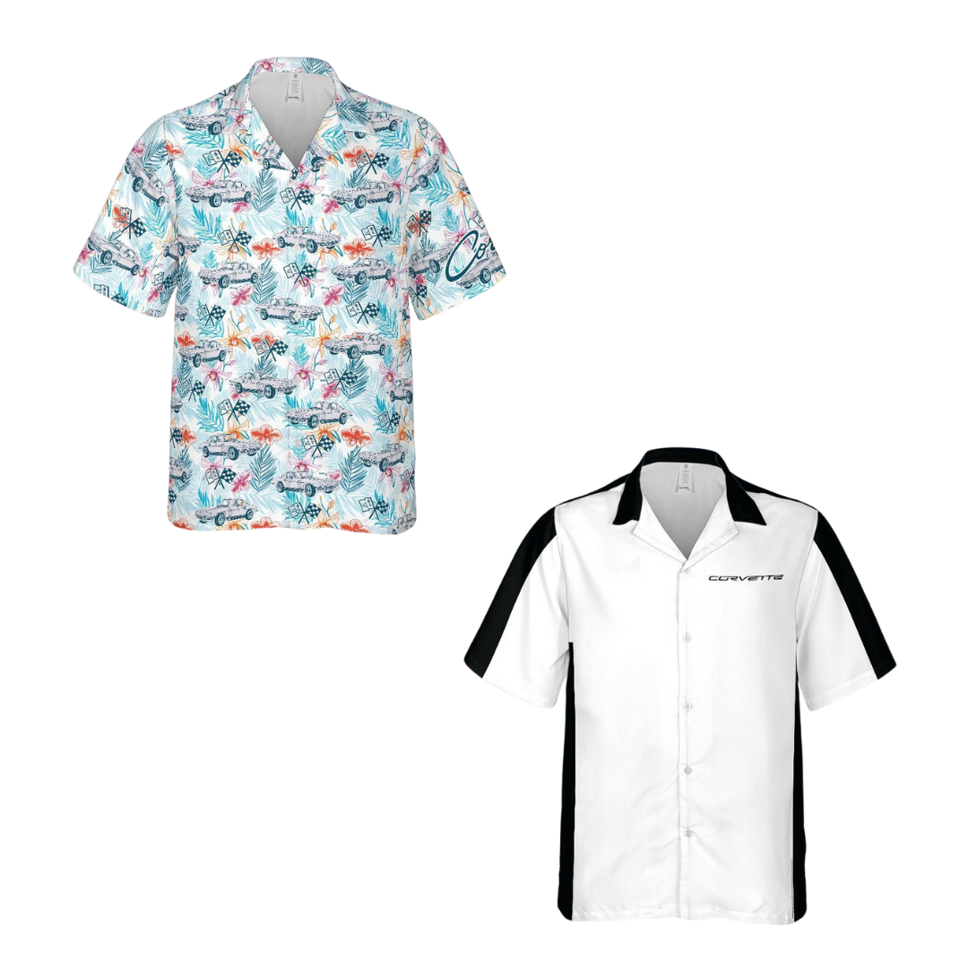 Corvette Whiteout 2-Pack –  C2 Ermine & Arctic White Hawaiian Shirts