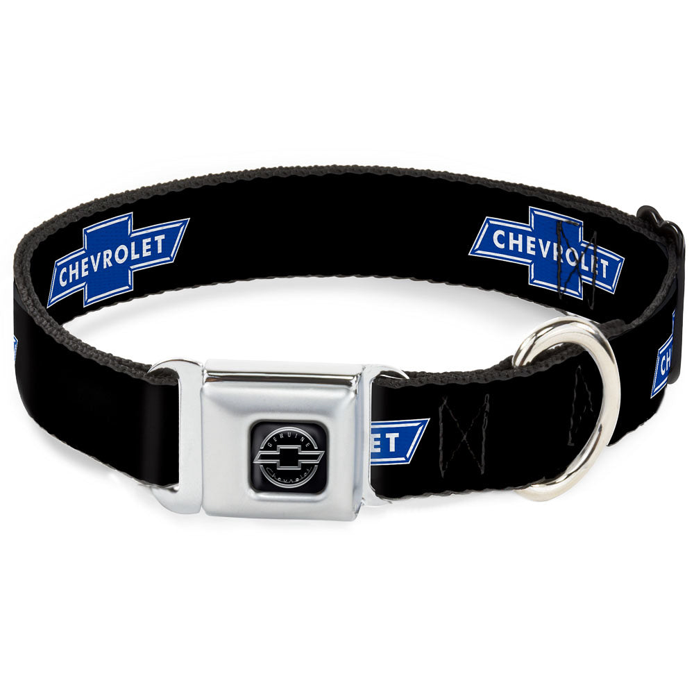 Chevy Bowtie Black & Blue Seatbelt Buckle Collar