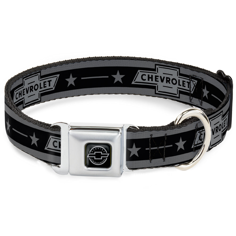 Vintage Chevrolet 1934 Bowtie Logo Black & Gray Seatbelt Buckle Collar