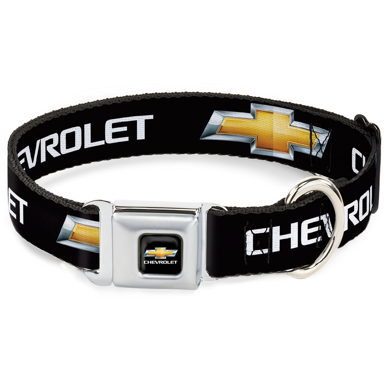 Chevy Bowtie Black & Gold Seatbelt Buckle Collar