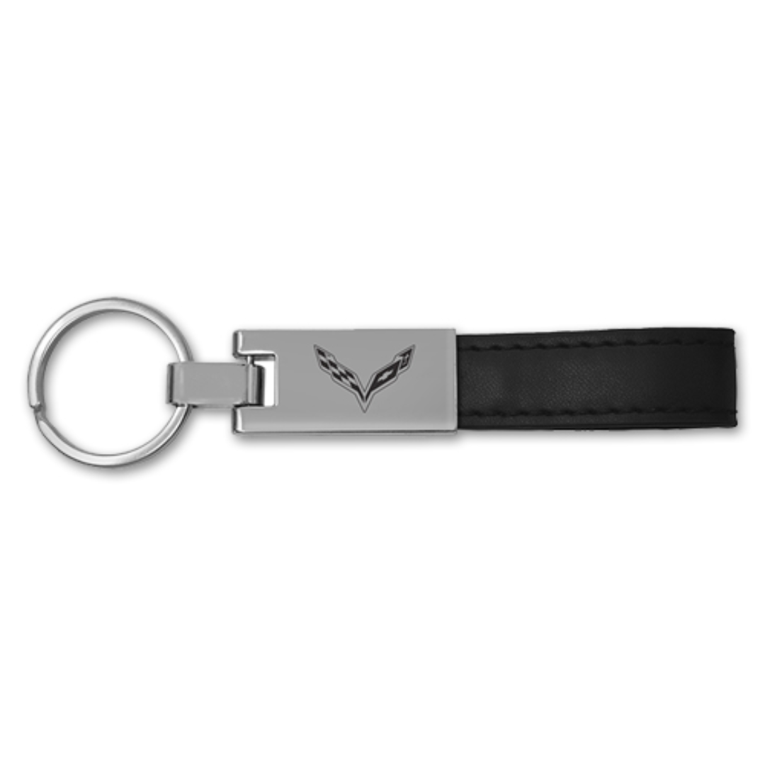 C7 Corvette Leather Key Tag Bundle – Teardrop Emblem & Loop Strap Keychain Set