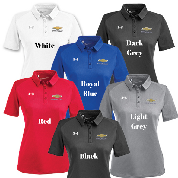 Ladies Chevy Gold Bowtie Under Armour Tech Polo