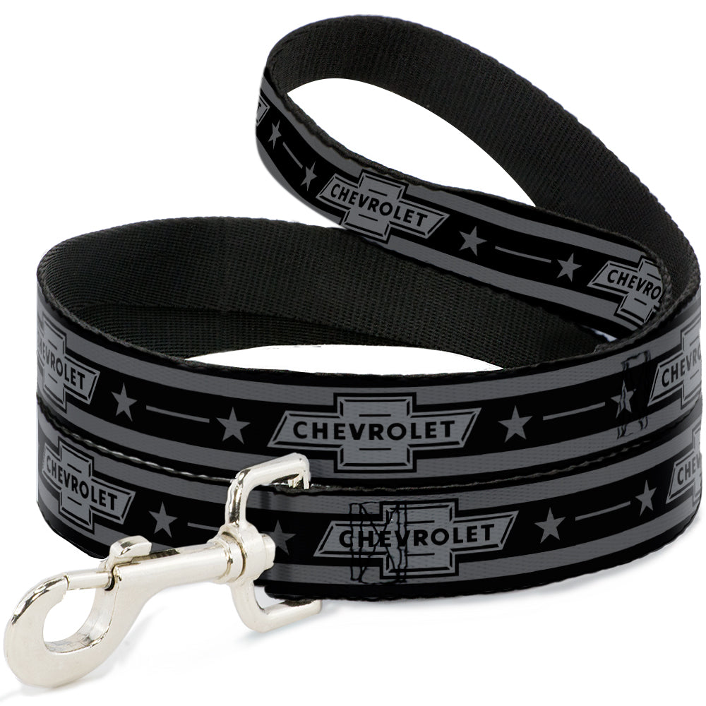 Vintage Chevrolet 1934 Bowtie Logo Stars & Stripe Black & Gray Dog Leash