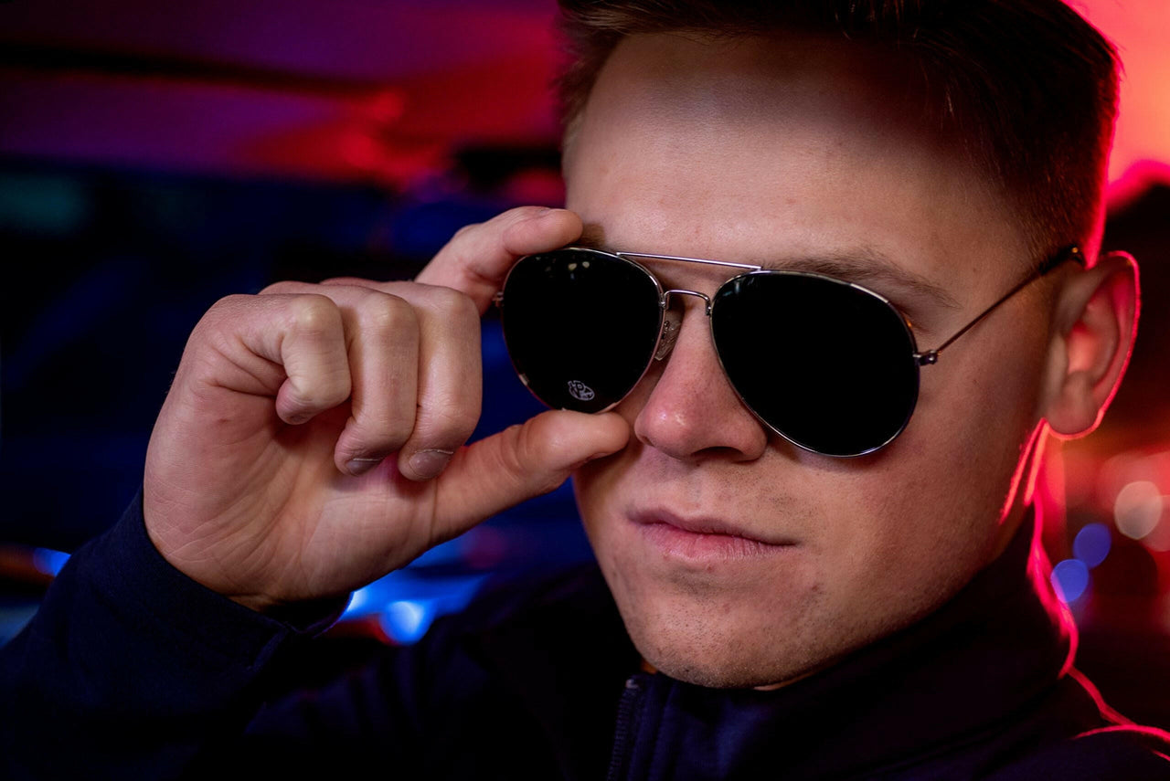 VP Racing silver aviator sunglasses