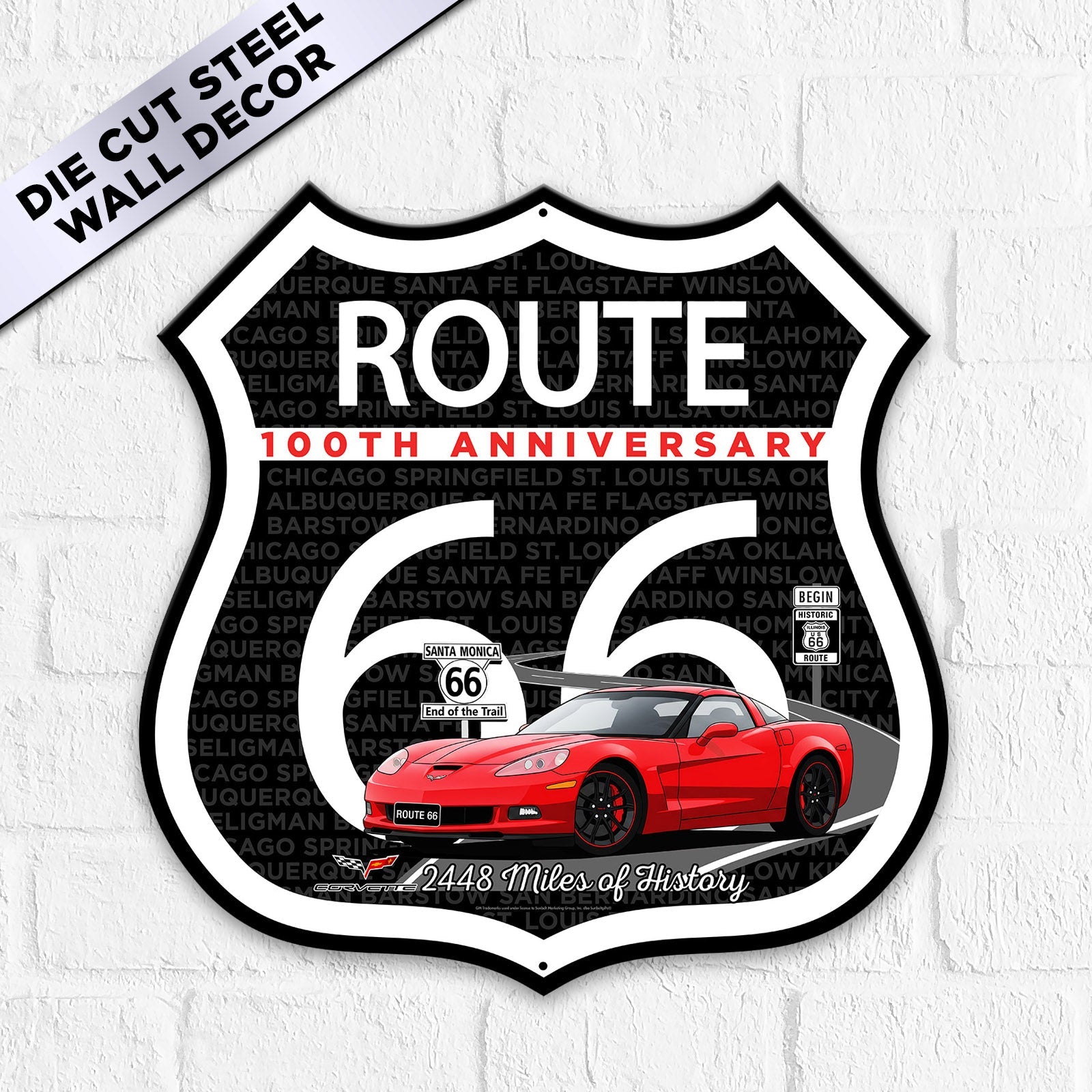 C6 Corvette Route 66 100th Anniversary Die-Cut Shield