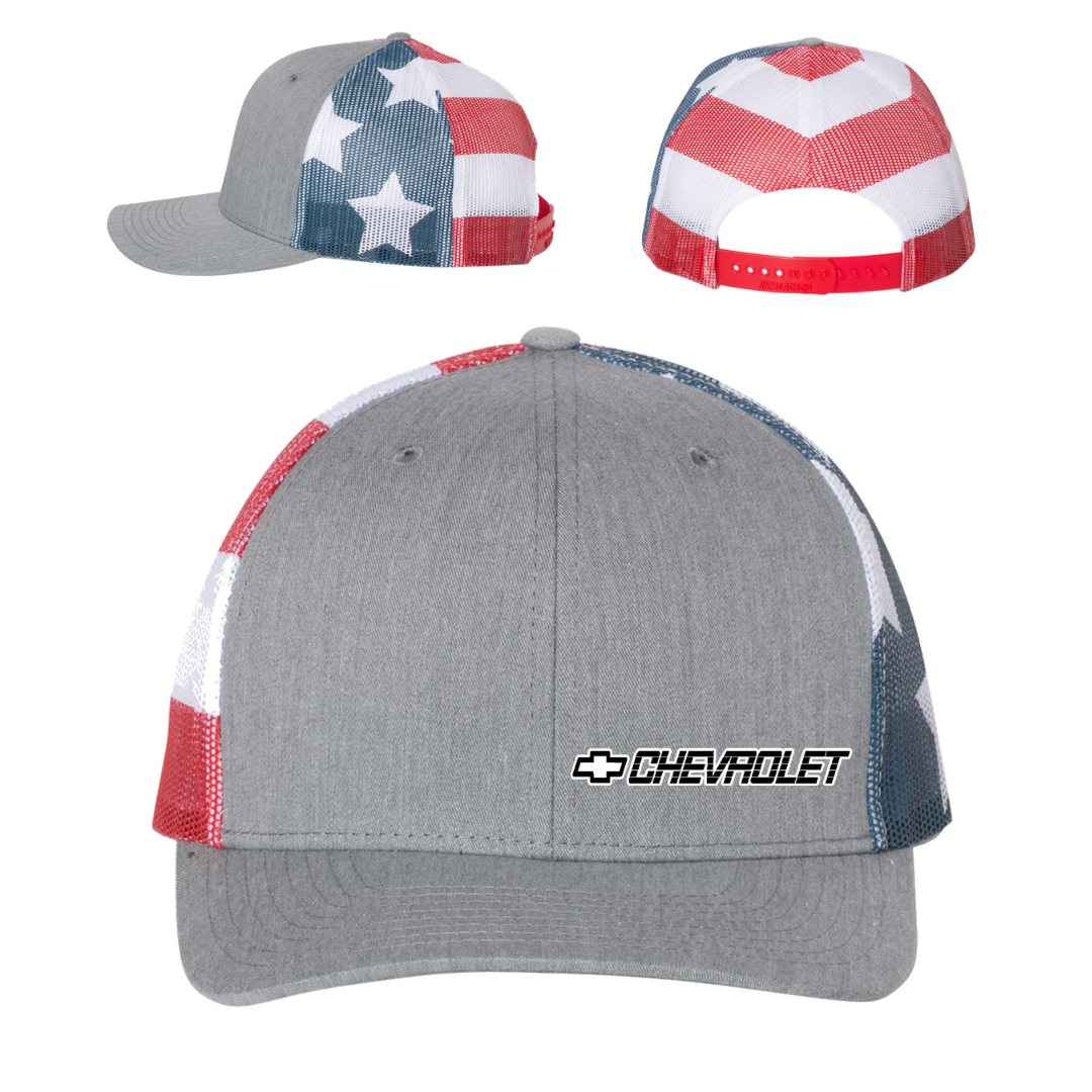 90’s Chevy Trucker Hat – Americana Flag Mesh