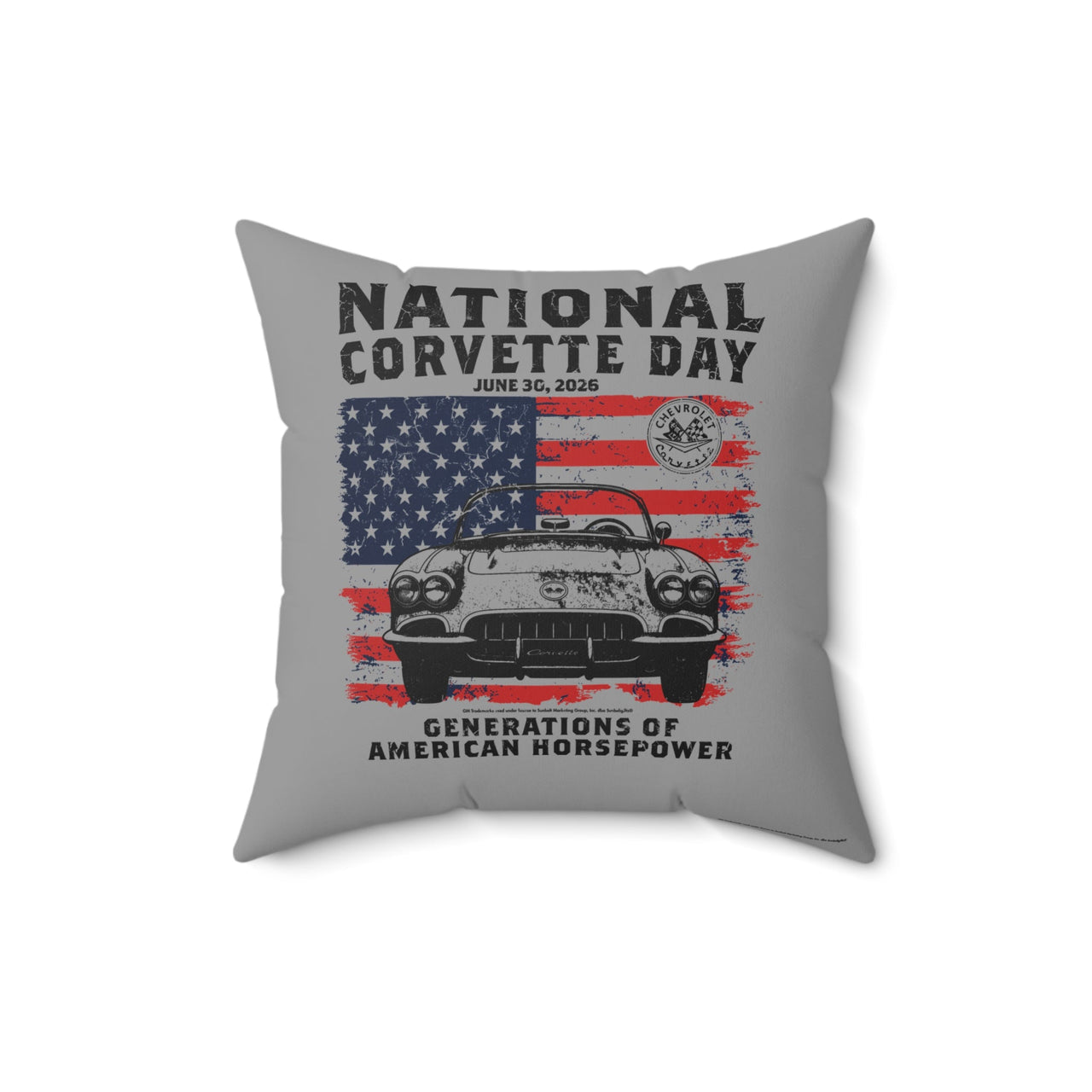 2026 National Corvette Day Limited Edition 16x16 Polyester Square Pillow- 16" x 16" (Navy or Gray)