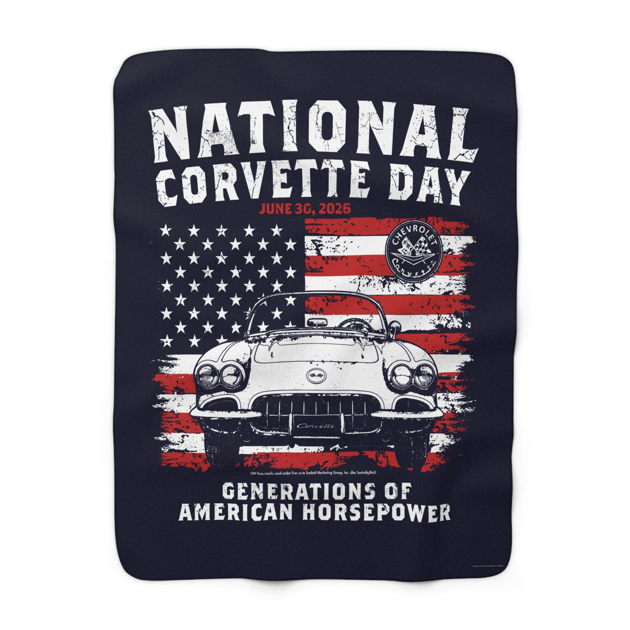 2026 National Corvette Day Limited Edition Sherpa Fleece Blanket – 50" x 60" Available in Navy and Gray