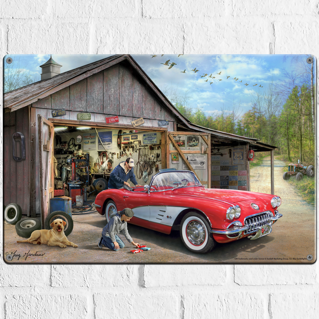 Corvette C1  16"x12" Vintage Aluminum Sign Wall Art by Greg Giordano
