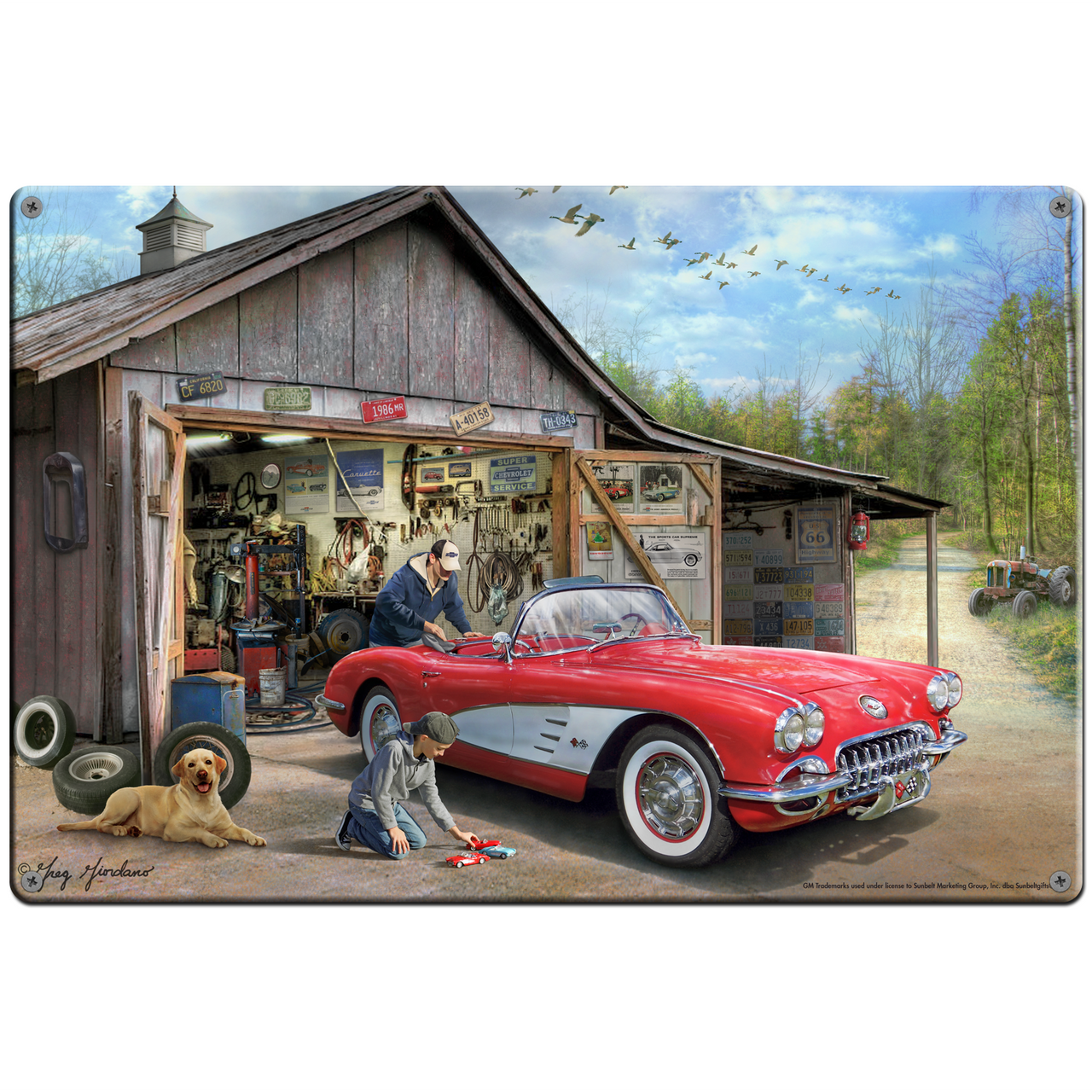 Corvette C1  16"x12" Vintage Aluminum Sign Wall Art by Greg Giordano