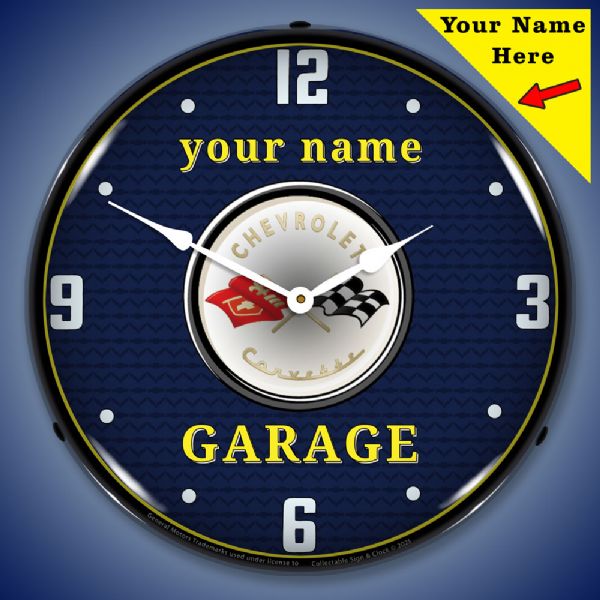 Personalized C1 Corvette Garage Lighted Clock