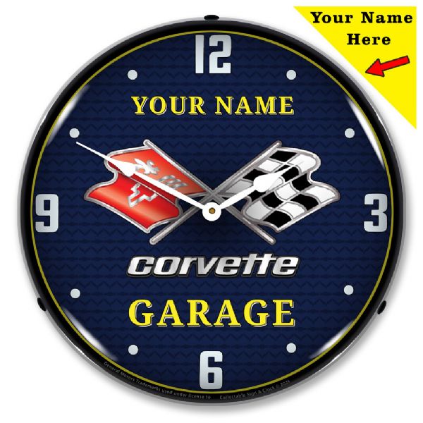 Personalized C3 Corvette Garage Lighted Clock