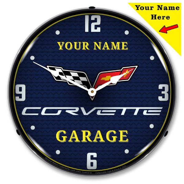 Personalized C6 Corvette Garage Lighted Clock