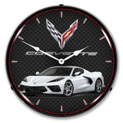 C8 Corvette Arctic White Clock-694685357117'
