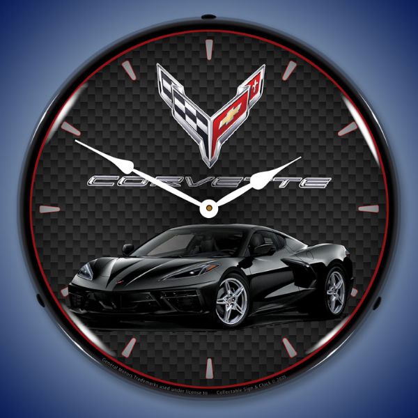 C8 Corvette Black Clock
