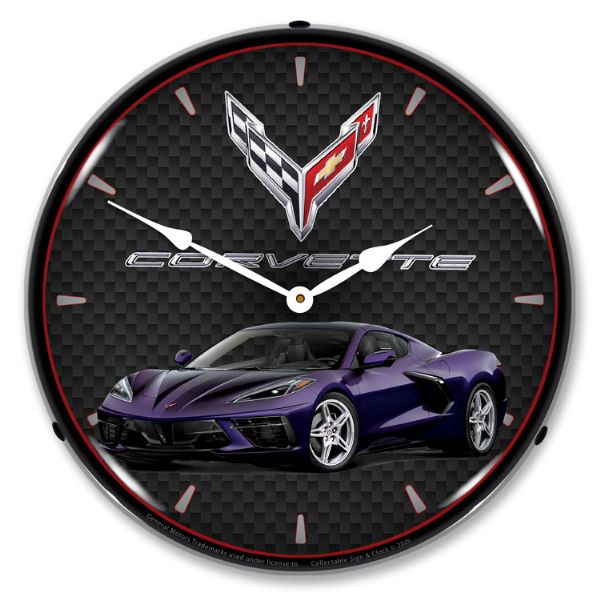 C8 Corvette Hysteria Purple Metallic Clock-694685357148'