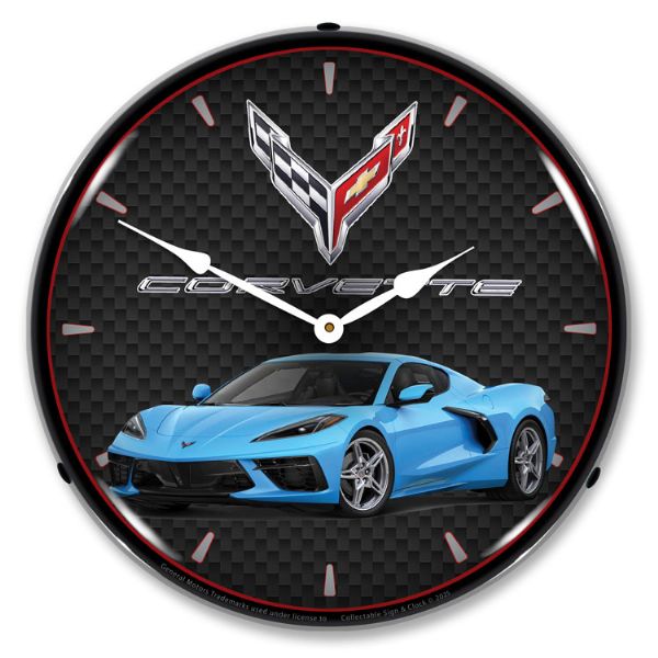 C8 Corvette Rapid Blue Clock-694685357155'