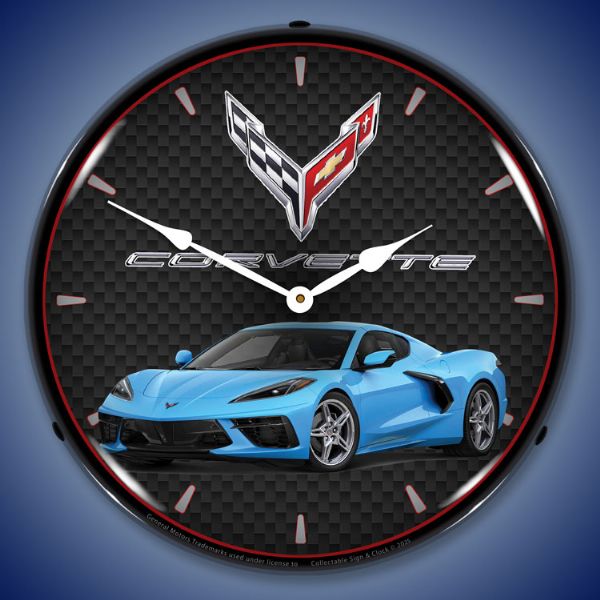 C8 Corvette Rapid Blue Clock