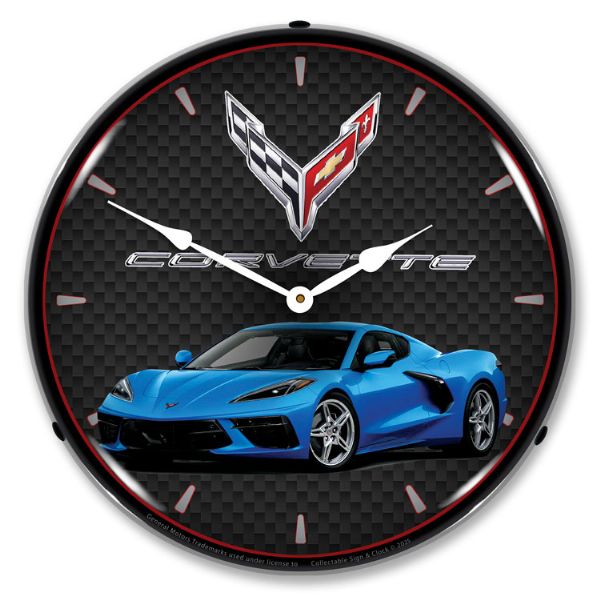 C8 Corvette Riptide Blue Metallic Clock-694685357179'