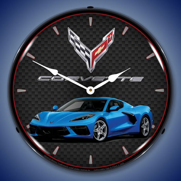 C8 Corvette Riptide Blue Metallic Clock