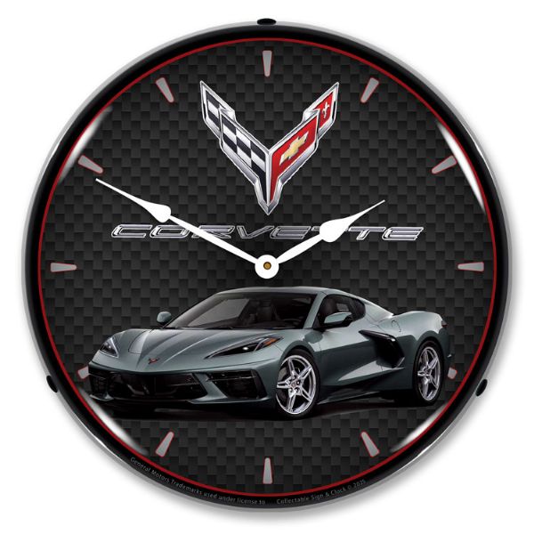 C8 Corvette Seawolf Gray Clock-694685357186'