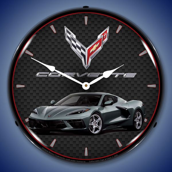 C8 Corvette Seawolf Gray Clock