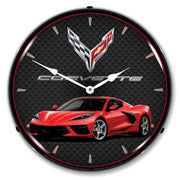 C8 Corvette Torch Red Clock-694685357209'