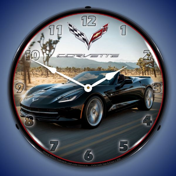 C7 Corvette Convertible in Black Clock