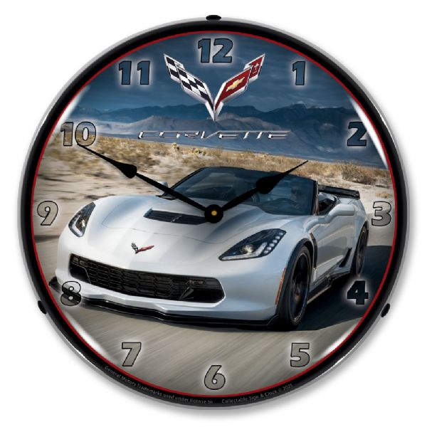 C7 Corvette Convertible in White Clock-694685357315'