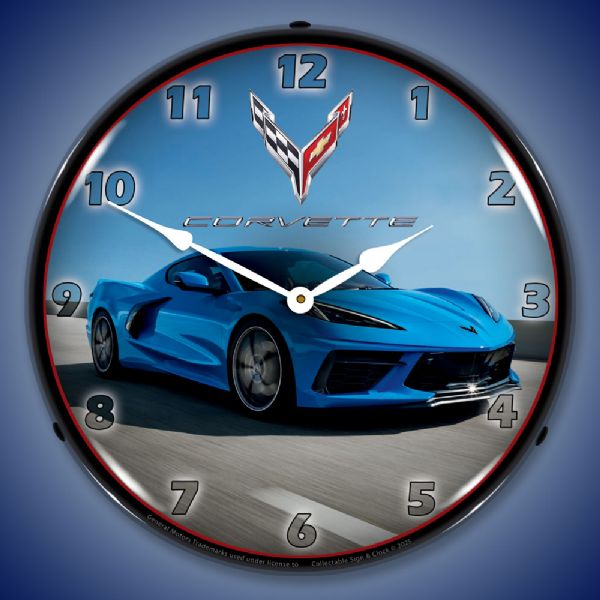 C8 Corvette in Blue Clock