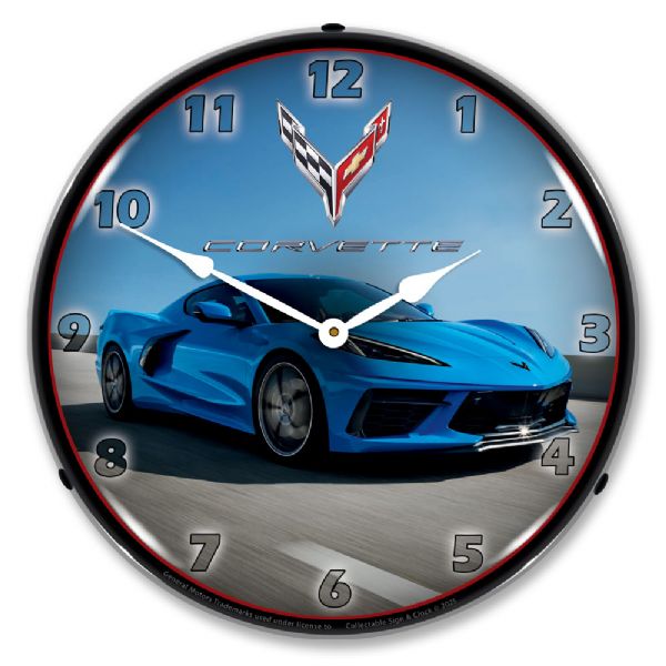 C8 Corvette in Blue Clock-694685357322'