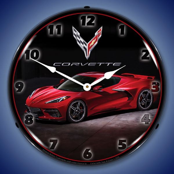 C8 Corvette in Red Clock