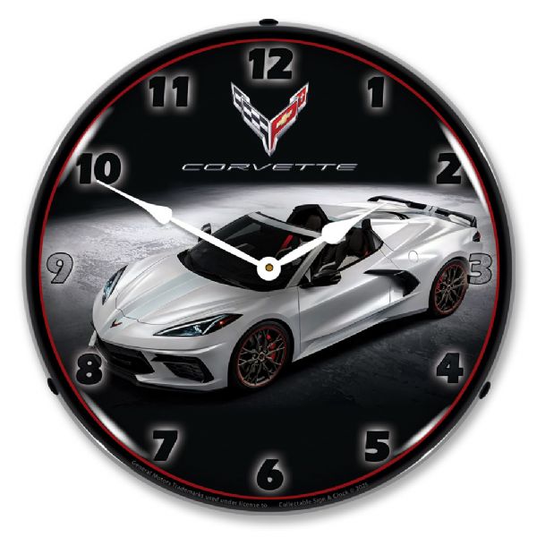 C8 Corvette Convertible in White Clock-694685357391'