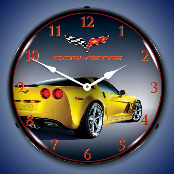 C6 Corvette Grand Sport Yellow Clock