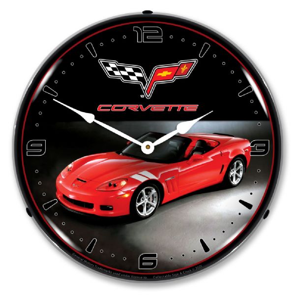 C6 Corvette Grand Sport Red Clock-694685357490'